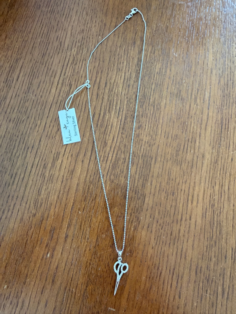 Silver Scissors Pendant Necklace - Elegant Women's Jewelry - Picture 2 of 4